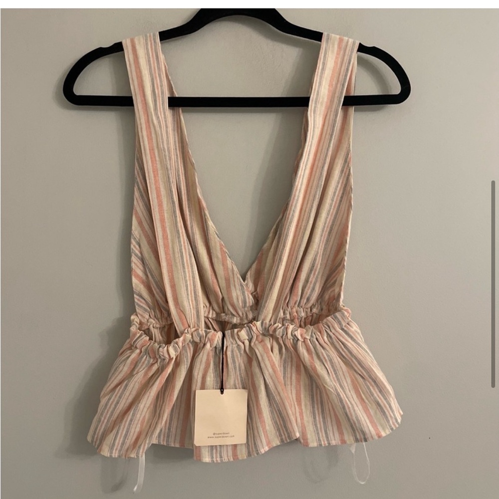 Nwt Revolve Superdown Lisa Multi Striped Cami Tan… - image 4